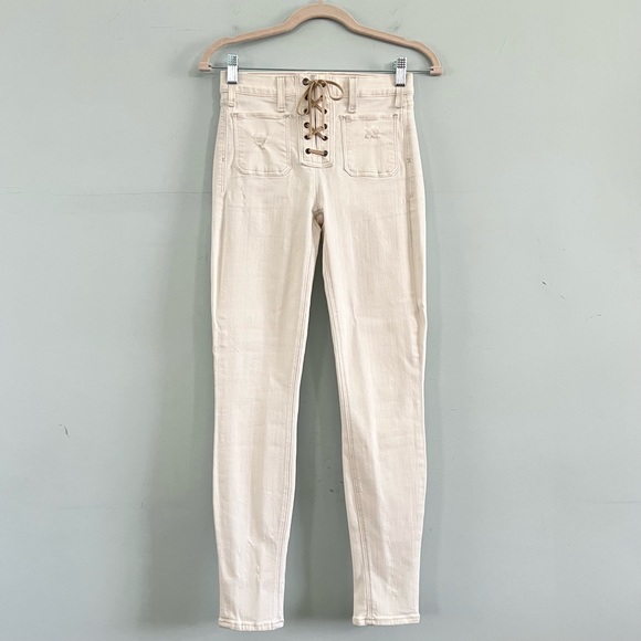 McGuire Isabeli Mid Rise Lace-Up White Skinny Jeans - Picture 5 of 10